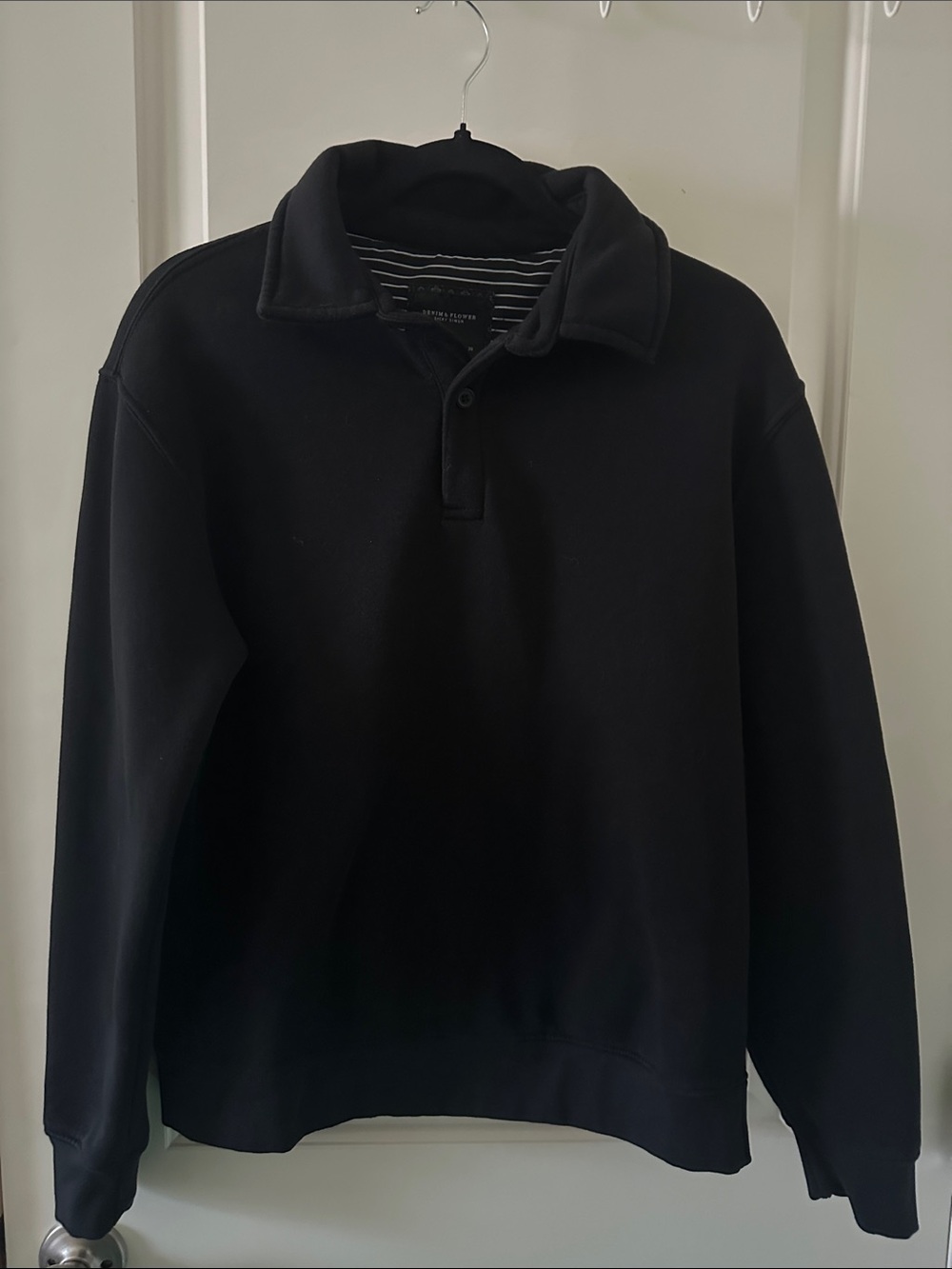 Denim & Flower Black 3/4 Pullover